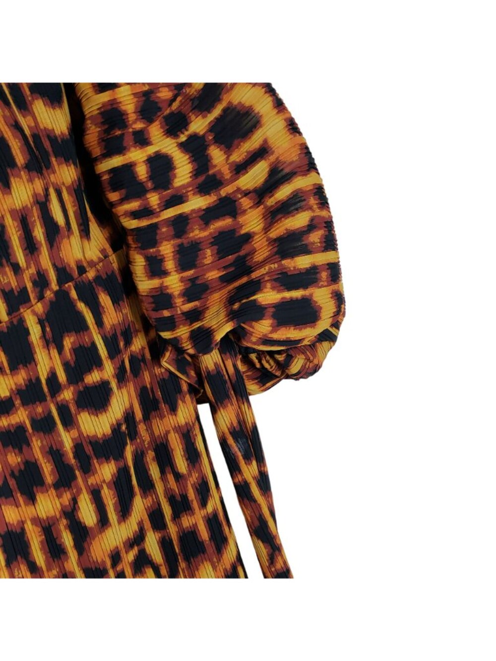 Solace London Skye Pleated Puff Sleeve Leopard Print Mini Dress Mindy Kaling - Picture 9 of 15